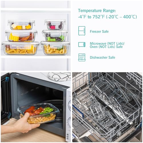 Image of Vtopmart 8 Pack Glass Food Storage Containers with Airtight Lids, Glass Meal Prep Containers, Lunch Office Meal for Microwave, Oven, Freezer and Dishwasher, BPA Free