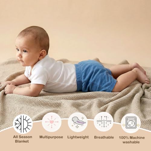 Image of Infantso Multi-Purpose Baby Wrap /Blanket | Skin Friendly Cotton Knitted Baby Blanket for Newborn | Soft Breathable Newborn Blanket for Baby | Lightweight Swaddle, Stroller Cover, Crib & AC Blanket