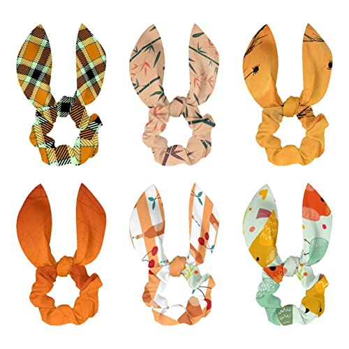 Chouchous pour cheveux épais anti-glisse avec nœud élastique motif oiseaux jaune orange