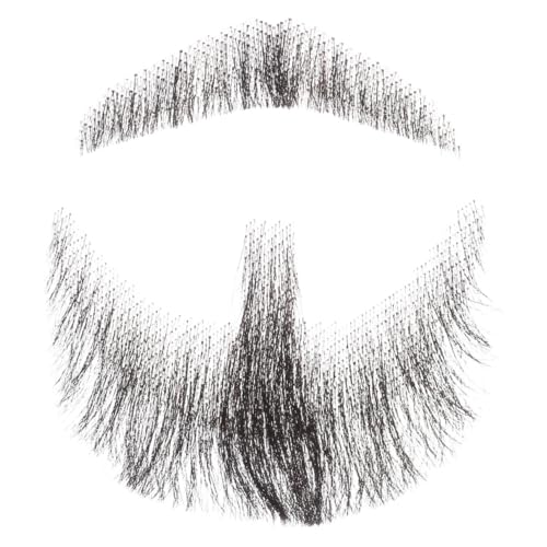 Warmhm Realistic Mens Fake Beard with Invisible Lace Natural Human Hair Goatee and Mustache for Halloween Costume Stage and Movie Props Lightweight Comfortable Theatrical Facial Hair