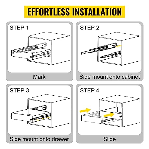 Vevor DRAWERSLIDES60INCH Drawer Slides, 1 Pair 60Inch Locking Drawer Slides, 500Lbs Load Capacity, Side Mount Ball Bearing Drawer Glides, Long Full Extension Drawer Slide thumb #5
