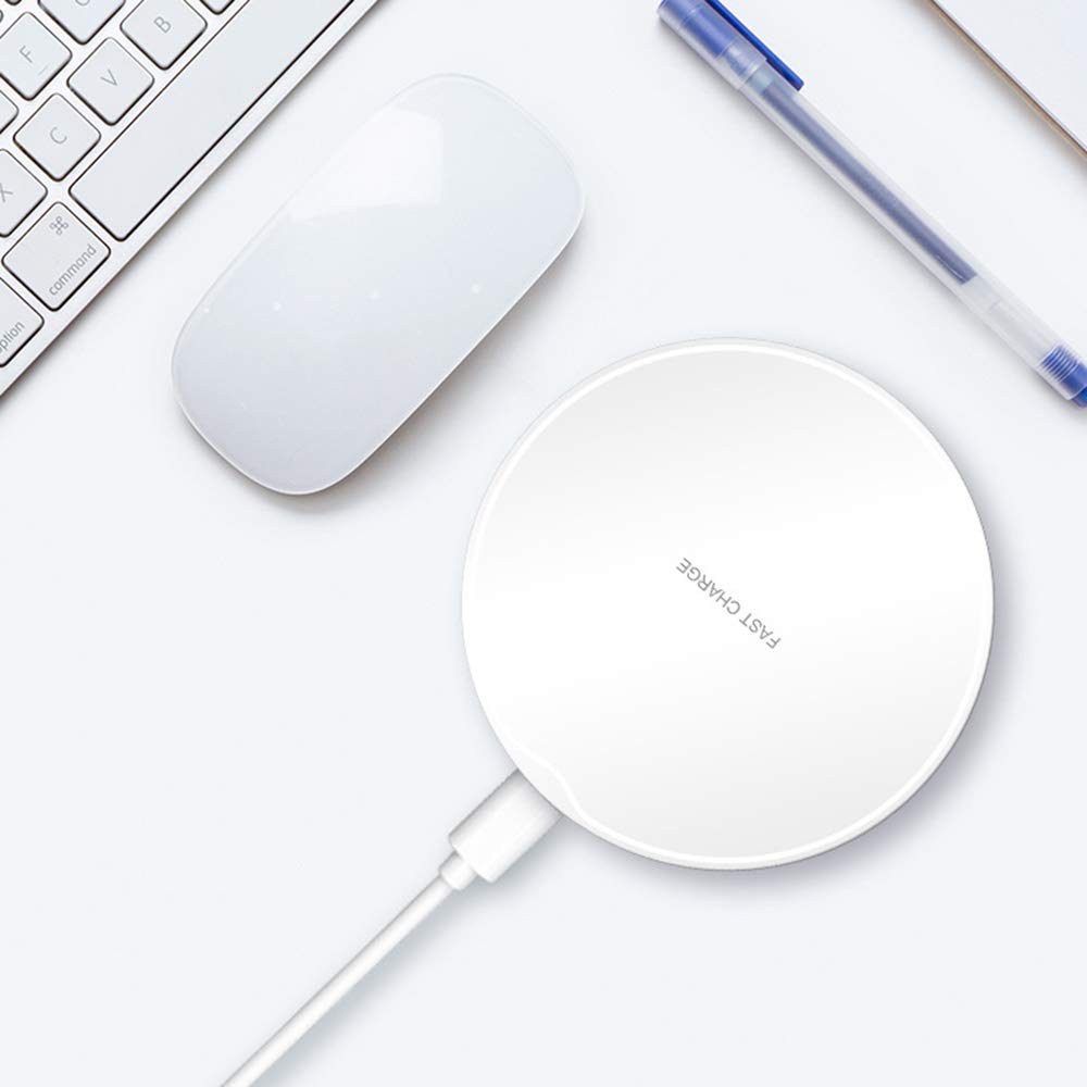 Ricarica Wireless 10W Ricarica Wireless Compatibile S9/S9 +/S8/S8 +, 7.5W Caricabatterie Wireless Compatibile iPhone XS/XS Max/XR/X/8/8 Plus, 5W per Tutti i Dispositivi Qi-Enabled, White