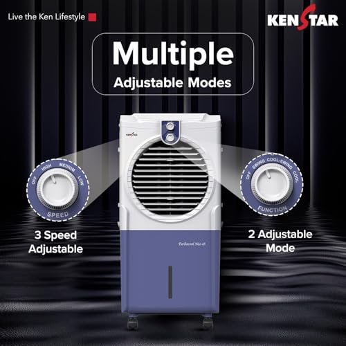 Image of Kenstar TURBOCOOL NEO HC 45 BLUE Air Cooler with Honeycomb Cooling Media | 5-star BEE Rating |100 W|White & Blue