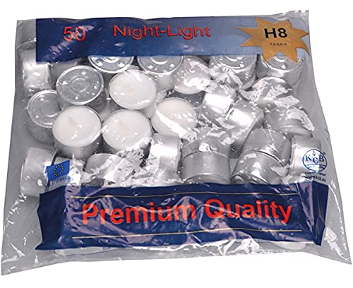 Teelichter in Premium Qualität mit 8 Stunden Brenndauer - Kerzen in Weiß mit Silberschale für Windlichter, die Gastro/Gastronomie & Weihnachten - Großpackung mit Langer Brennzeit (700) Cover