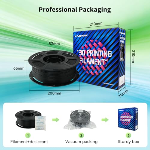 Image of FLASHFORGE High Speed PLA+ 3D Printer Filament Black, Enhanced Melt Flow for Faster, Smoother Prints, 500mm /s Rapid Printing, Feature Sleek Matte Finish, Rich and Solid Color