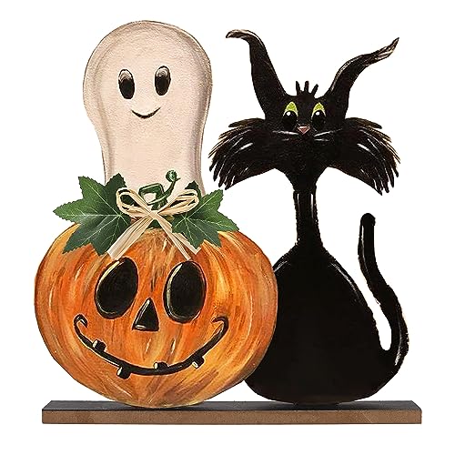 OWUH Halloween Decorations Indoor Halloween Wooden Signs Pumpkin Ghost...