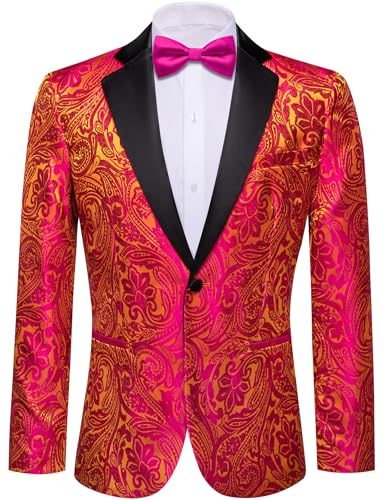 Image of Barry. Wang Men's Sport Coats & Blazers Flower Suit Jacket 1 Button Paisley Tuxedo Mardi Gras Carnival Parade Gift