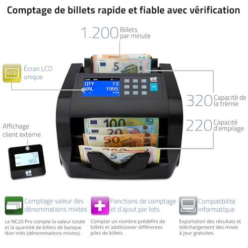 Machine à compter les billets ZZap NC20 Pro pour simplifier la clôture de caisse du soir