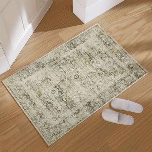 Washable Entryway Small Area Rugs: 2'x3' Boho Rug Non Slip Door Mat Indoor Entrance Stain Resistance Low Pile Throw Rugs for Inside Front Door Floor Bedroom Bedside Kitchen Nursery Dorm Room Entry