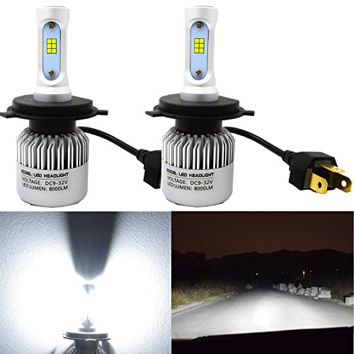 Alla Lighting 8000lm HB2 9003 H4 LED Bulbs Xtreme Super Bright CSP Xenon White Upgrade