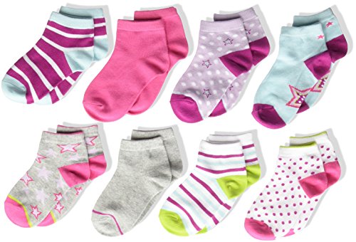 Stride Rite Girls' Little 8-Pack Quarter, Star Pop - Assorted Colors, Sock: 8-9.5