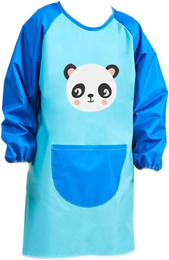 Kids Art Smock, Long Sleeve Artist Painting Aprons, Waterproof Artist Aprons with Pockets for Painting Cooking Eating