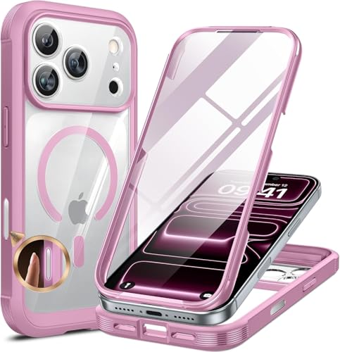 Image of Miracase for iPhone 17 Pro Max Case 6.9 inch Full-Body Phone Case with Built-in Glass Screen Protector& Full Camera Protector,[Magnetic with MagSafe] Drop Proof 17 ProMax Cover, Lilac