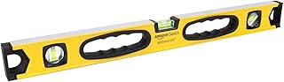 Amazon Basics Nível de bolha magnético de liga de alumínio resistente a choques, de 60,9 cm, prumo/nível/bolhas, 180, 90 e 45 graus, amarelo, preto