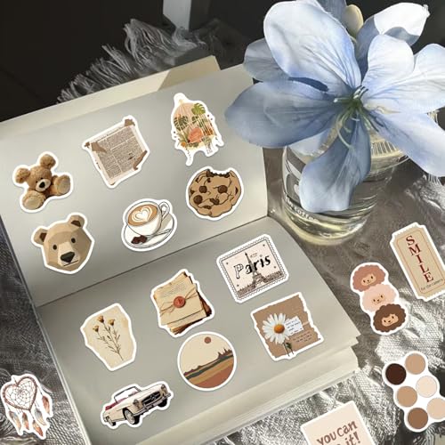 Image of 162Pcs Vintage Scrapbook Stickers, Aesthetic Scrapbook Stickers for Scrapbooking Journaling Junk Journal Scrapbook Supplies Resin Crafts Decorative Art Crafts DIY Crafts(Brown&Vintage162)