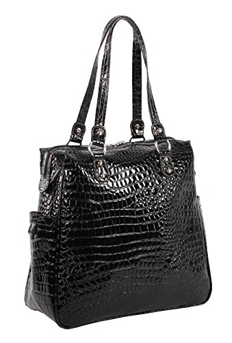 Kathy Van Zeeland Luggage Croco PVC 16" Shopper Bag (16in, Black)