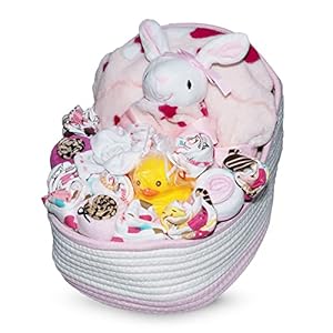 Bassinet New Baby Girl Gift Set, Baby Layette Set with 17-Piece Unique New Baby Essentials for Expecting Moms and New Parents, Pink – Nikki’s Gift Baskets