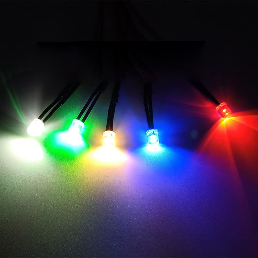 10 pezzi 5mm Lampadine a Diodi LED Pre-Cablati Piatti a Angolo Largo Ultra Luminosi 3V 5V6V 9V 12V 24V 36V 48V 110V 220V (Colore: Bianco, Dimensione: 5V6V)