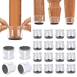 Chair Leg Floor Protectors 20Pcs Silicone Covers to Protect Floors Felt Bottom Furniture Non Slip Protector Pads Caps to Scratches and Reduce Noise,Free Moving Table Leg Covers(Transparent)