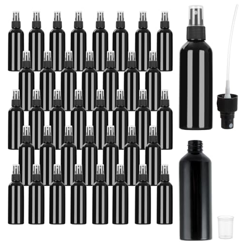 Image of LDXDRU 40PCS 100ml Black Plastic Spray Bottles, Travel Atomizers with Lids