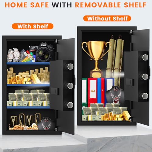 5.2 Cuft Large Fireproof Safe for Home Use, Digital Safe Box with Programmable Keypad, Spare Keys and Alarm System, Anti-Theft Security Safes for Home and Office - Thumbnail 5
