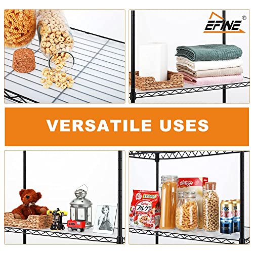 Efine 5-Shelf Shelving Unit With Shelf Liners Set Of 5, Adjustable, Metal Wire Shelves, 150Lbs Loading Capacity Per Shelf, Shelving Units And Storage For Kitchen And Garage (30W X 14D X 60H) Black #TOP2