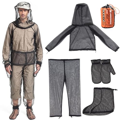 Combinaison anti-moustiques noire 150-175 cm avec poignets réglables pour le plein air
