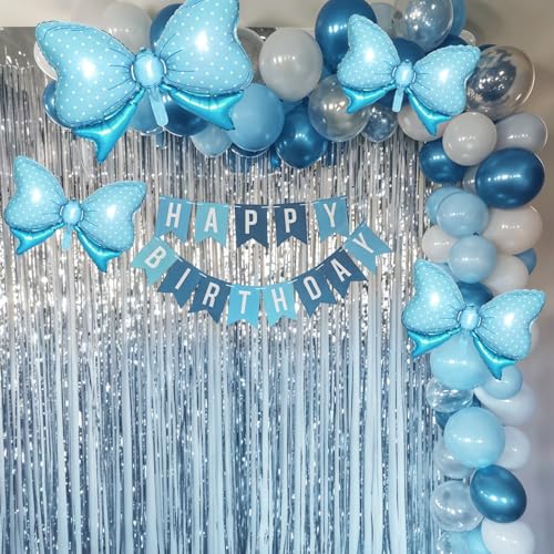 Image of 10pcs Blue Bow Balloon, Light Blue Bows Balloons, Pastel Giant Bow Foil Balloon With Two Sizes For Birthday Baby Shower Girls Women Party Wedding Bridal Shower Bachelorette Engagement Decorations