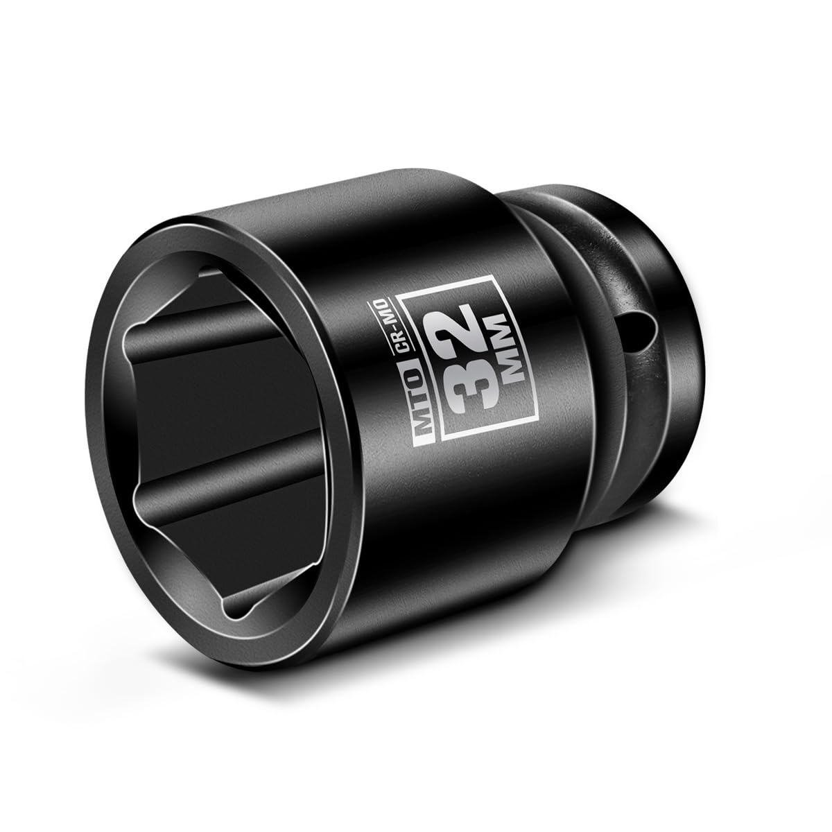 MTO 1/2" Drive 32mm Shallow Impact Socket, 6-Point Metric Socket, CR-MO Steel & Anti-Corrosion Coating for Tight Spaces and Heavy-Duty Tasks