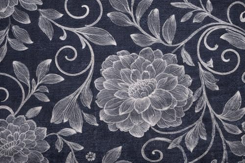 Image of Universal 3 Seater Sofa Cover Fully Covered Stretchable Spandex Non-Slip Elastic Slipcover | Soft Washable Fabric Sofa Protector for Living Room Furniture (Navy Grey Floral)