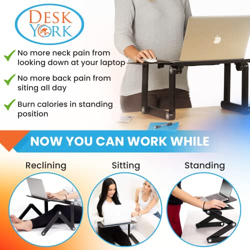 Desk York Adjustable Laptop Table With Non-Slip Mousepad For Bed And Sofa, Birthday Gift For Him/Her College Student - Husband Gifts From Wife, Aluminum Laptop Stand For Couch With Cooling Fan #TOP5