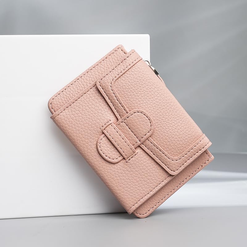 Korean Style Slim Wallet - Women's Compact Card Holder with Zipper Pocket, Ultra Thin Money Organizer (Pink)3