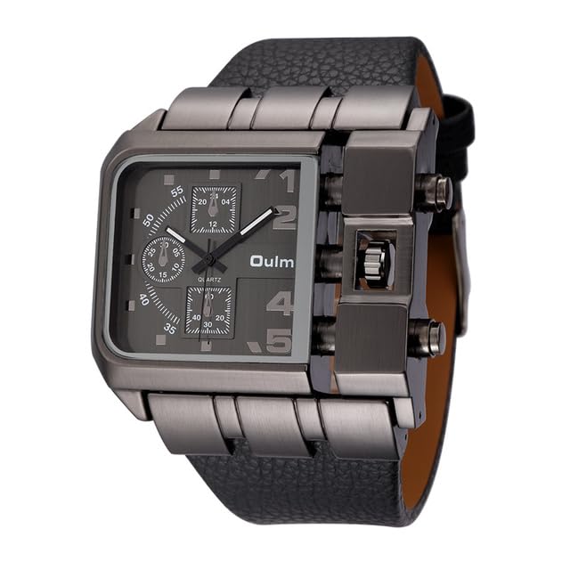 Watch Oulms 3364 Casual Wristwatch Square Dial Wide Strap Mens
