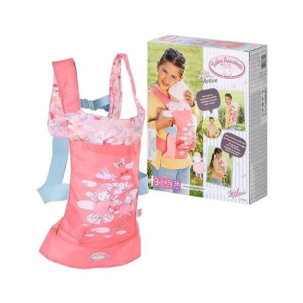 Baby Annabell Active Tragesitz, Trage für Puppen mit verstellbarem Gurtsystem für verschiedene Kindergrößen, 704226 Zapf Creation