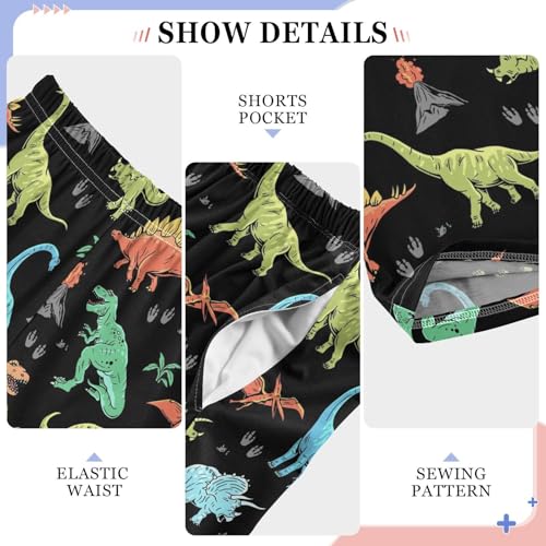 ZZXXB Dinosaur Volcano Print Boys Long Pants Soft Trousers Elastic Waist Kids Lounge Bottoms with Pockets S-XL4