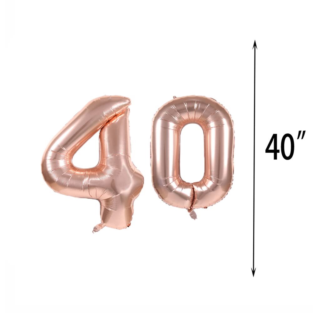 40FEST Folienballons Zum 40. Geburtstag – Set Mit Ballons Für '40 FEST', Roségold, 40,6 Cm