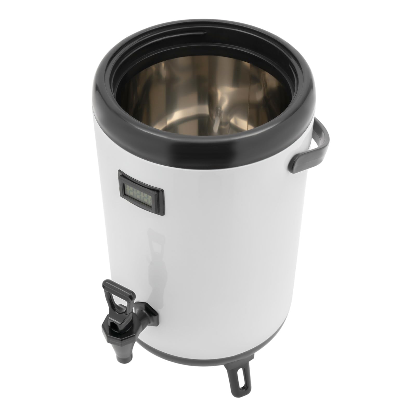 Distributore di bevande isolato in acciaio inox, 10 l, distributore di bevande calde e fredde, con termometro elettronico, rubinetto per caffè, tè al latte, succhi di frutta, termico, 12 ore (bianco)