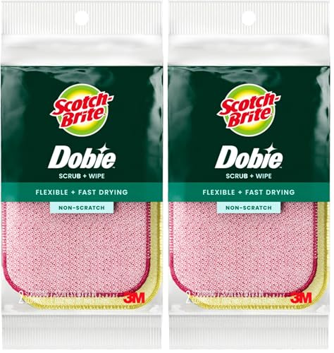 Image of Scotch-Brite Dobie Sponge Cloths | Scrub & Wipe | Non-Scratch | Absorbent | 2 Pack