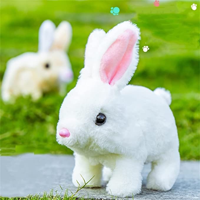 Peluche Lapin Interactive 17 Cm – Saute, Oreilles Bougent, Couine – Lapin De Pâques Animé – Cadeau Enfant, 2 Piles AA