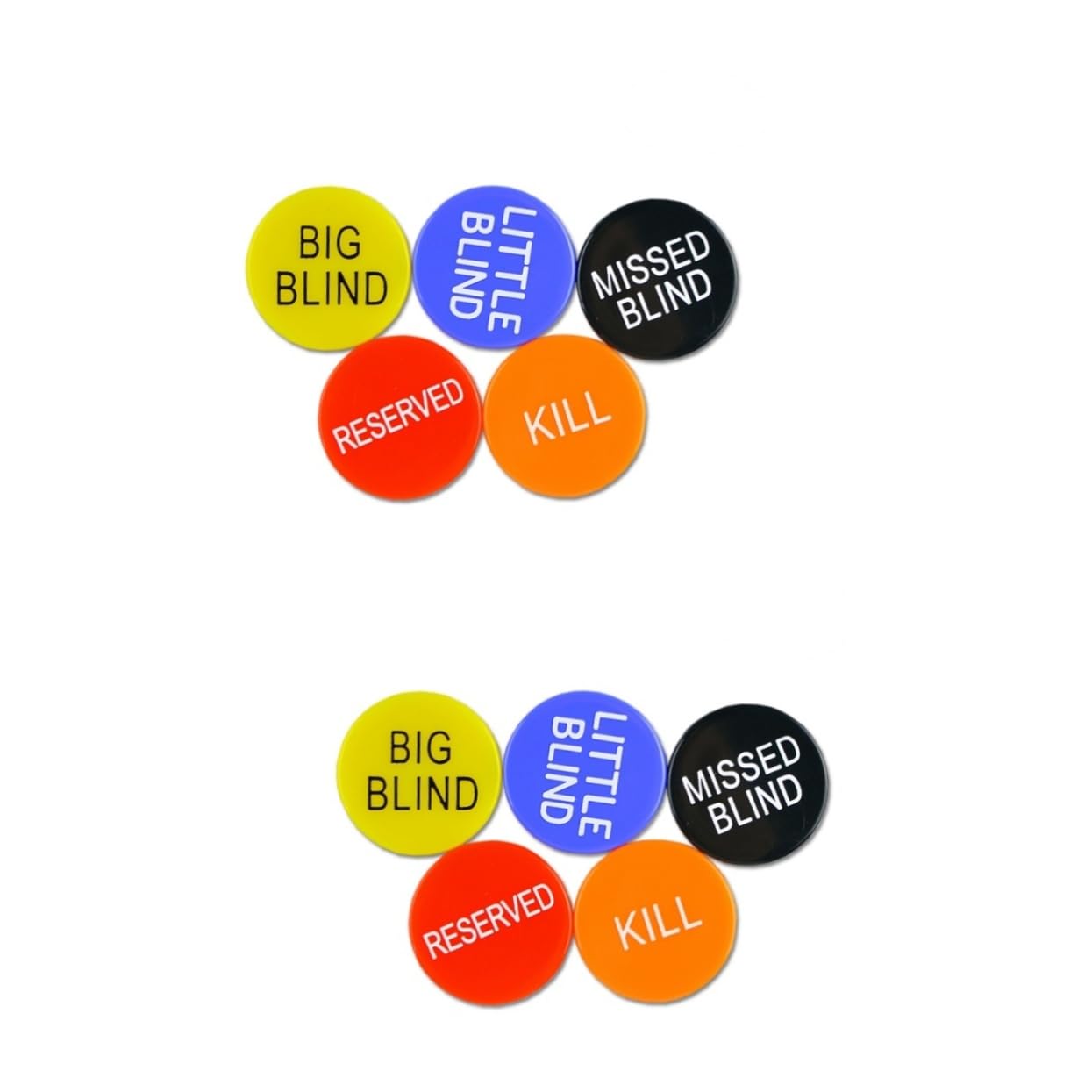 BESTonZON 2sets Poker Chips Blind Markers Include Little Missed Big Blind Kill Buttons Dealer Poker Button 5pcs*2