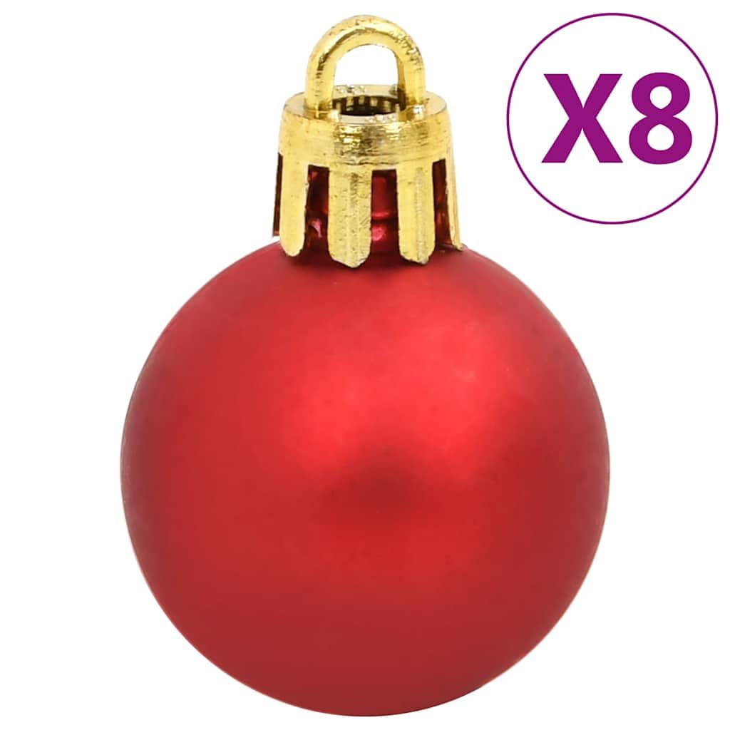 Juego de 112 bolas de Navidad de poliestireno, color rojo, verde y dorado, con 3 tamaños y diseños mate brillante, incluye punta de árbol de Navidad y colgante para árbol de Navidad y