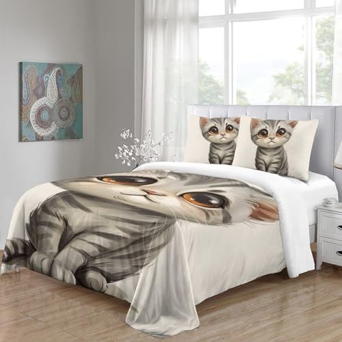 Parure de lit chat avec fermeture &Eacute;clair housse microfibre sans repassage - 5