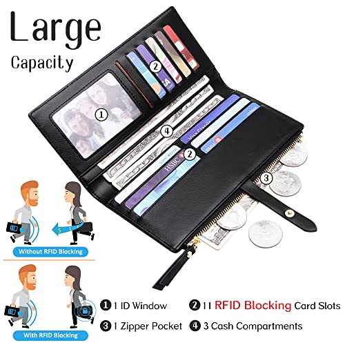 Badiya Ultra Slim Wallet Credit Card Holder Thin Bifold Clutch Wallets with Zipper Pocket for Women3