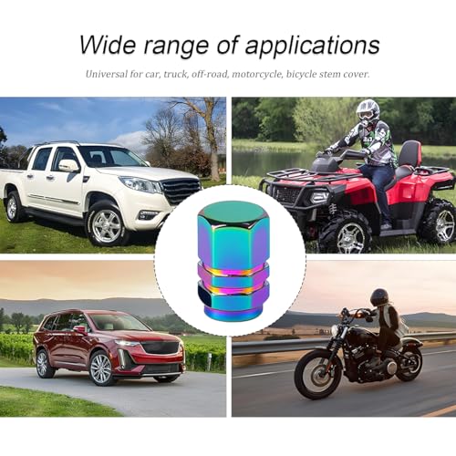 Image of Osilly Car Tire Stem Valve Caps, 8 PCS Aluminum Alloy Valve Stem Covers, Leak-Proof Tire Cap Cover Accessories, Hexgon Style Wheel Air Valve Caps for SUV Car Bike (Multicolor)