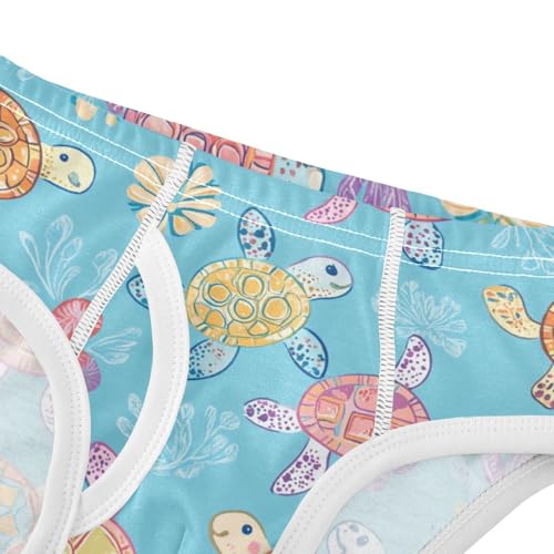 Wusikd Turtles Flowers Boys' Underwear Cotton Colorful Sea Boys Briefs Soft Toddler Underwear 2T4