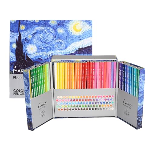 MARCO Lápices de colores para adultos, 100 colores, lápices de madera, juego de lápices de colores profesionales para artistas profesionales, lápices de colores a base de aceite para pintar y dibujar