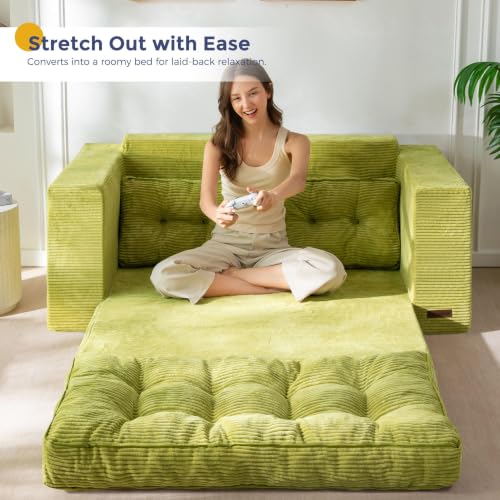 Image of MAXYOYO Folding Sofa Bed, Convertible Sleeper Loveseat with Pillows