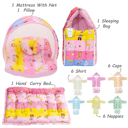 Image of Infantbond by fareto All Season use Baby Essentials Combo | Baby Products | Baby Gift Set | Baby Combo Set for new Born (0-6months)(Pack of 41) (Pink ziffi)