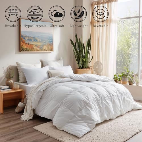 SANSWAN Goose Down Feather Fiber Comforter Queen Size Duvet Insert - image 4
