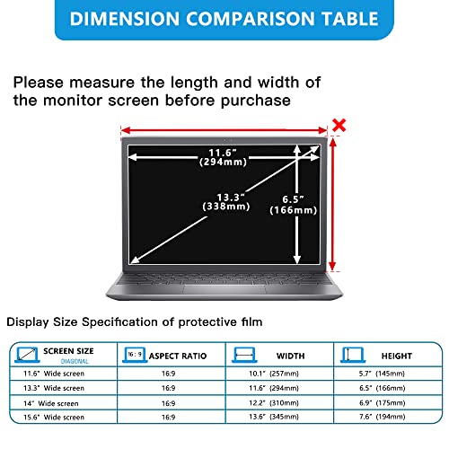 Filmext 13.3 Inch Laptop Privacy Screen Filter Anti-Blue Light Screen Protector,16:9 Aspect Ratio Laptop Privacy Screen Filter For Lenovo, Hp, Dell, Acer, Asus, Samsung And Other Laptop Brands #TOP1